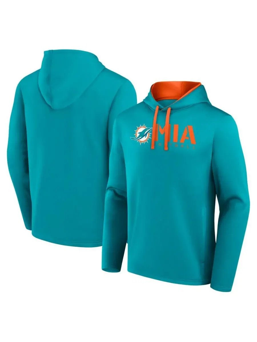 Мужская толстовка с капюшоном Aqua Miami Dolphins Head Start Logo Athletic — изображение 1 из 3, голубой