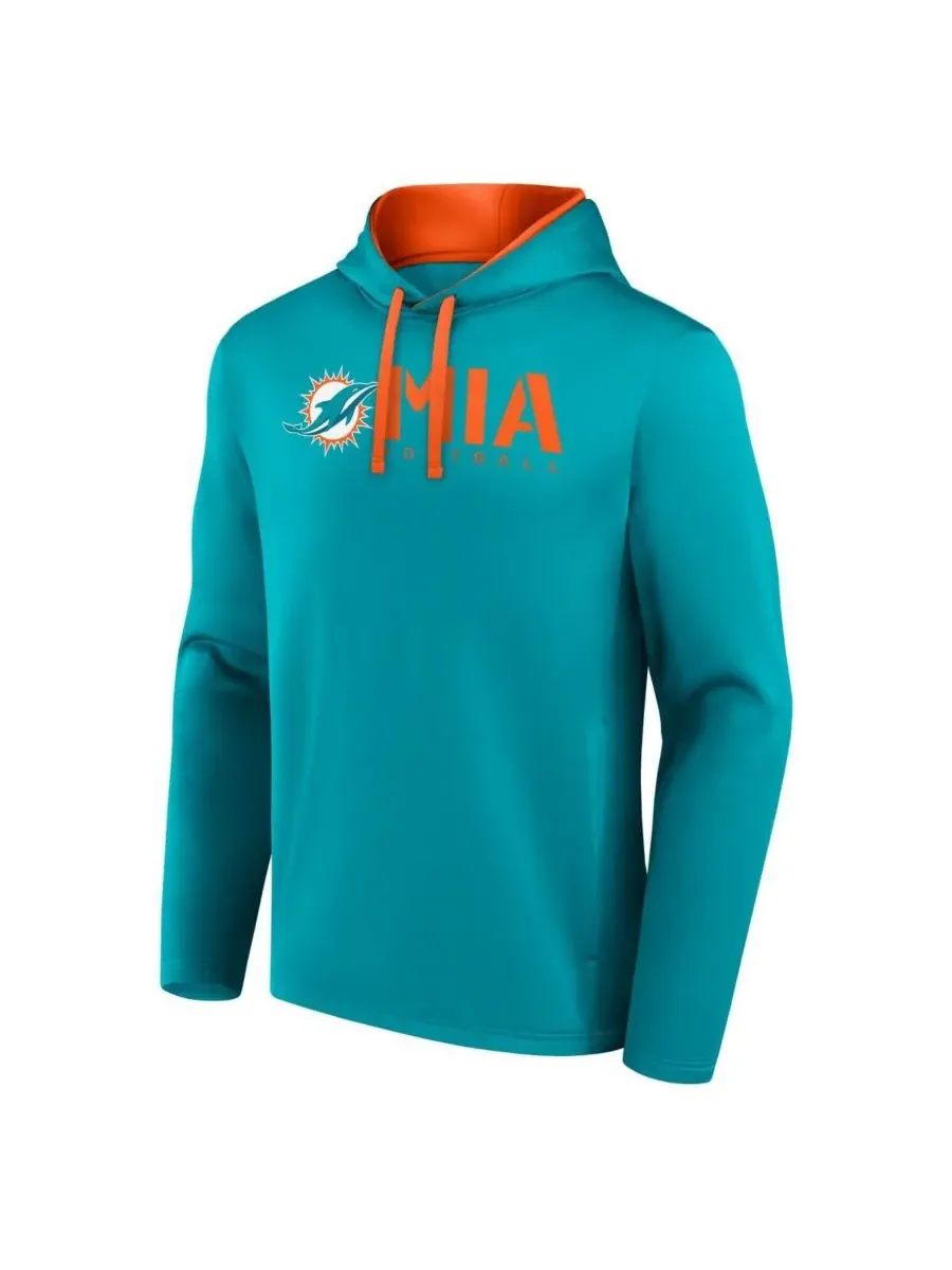 Мужская толстовка с капюшоном Aqua Miami Dolphins Head Start Logo Athletic — изображение 2 из 3, голубой