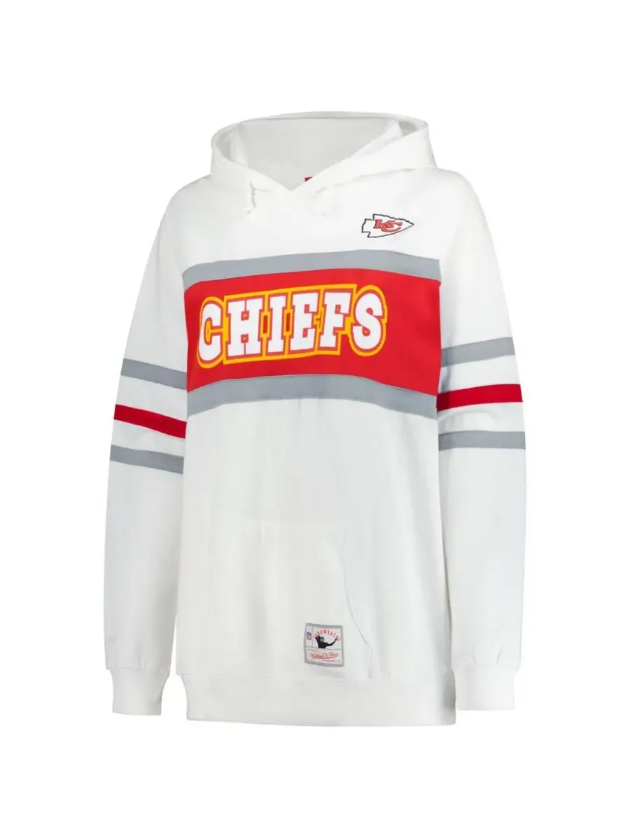 Mitchell & Ness Женская белая толстовка с капюшоном Kansas City Chiefs большого размера в стиле — изображение 3 из 3, белый