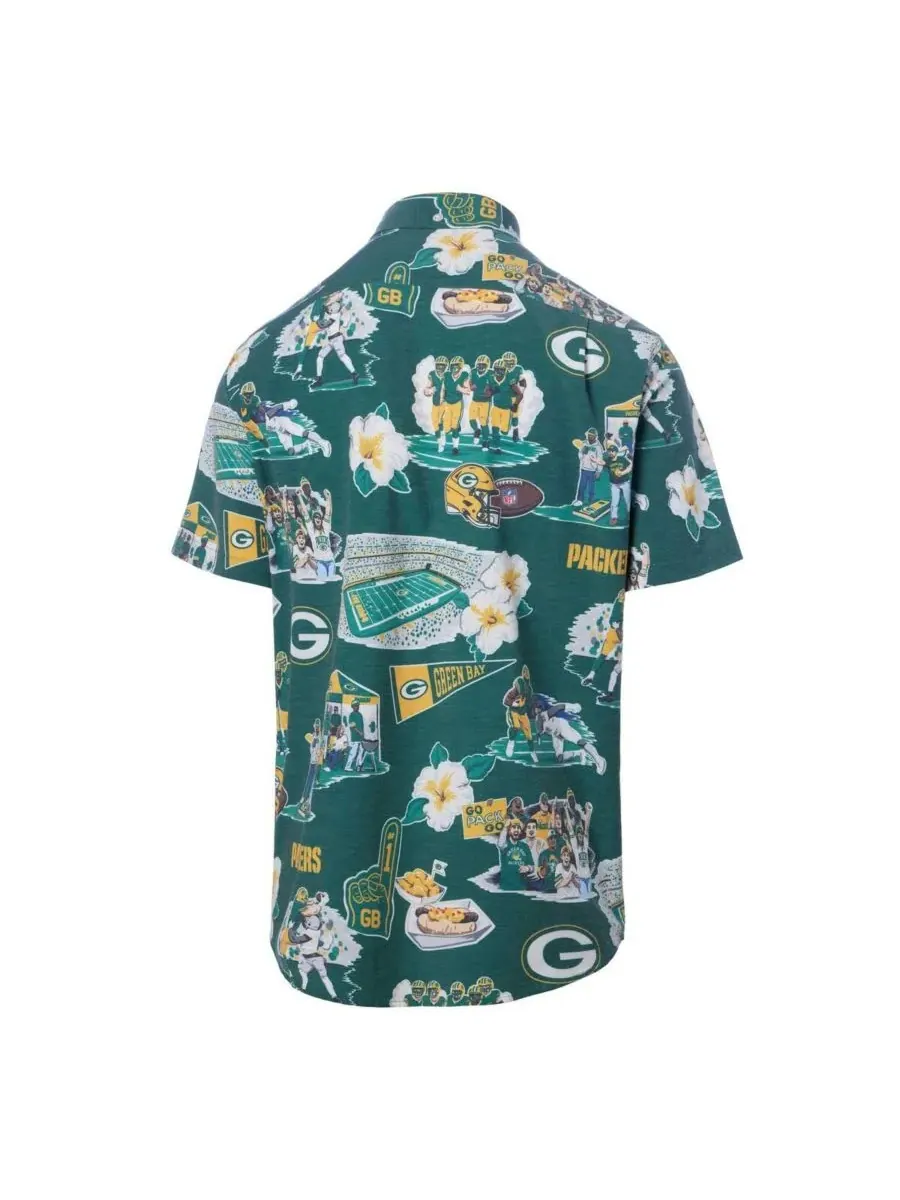 Reyn Spooner Мужская зеленая рубашка с изображением символики команды Green Bay Packers на пуговицах — изображение 3 из 4