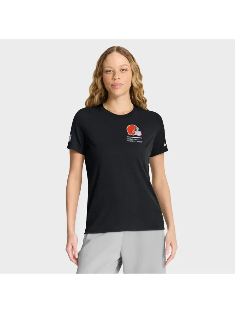 Nike Женская черная футболка Cleveland Browns 2025 NFL Crucial Catch Tri-Blend Dri-FIT — изображение 1 из 5, черный