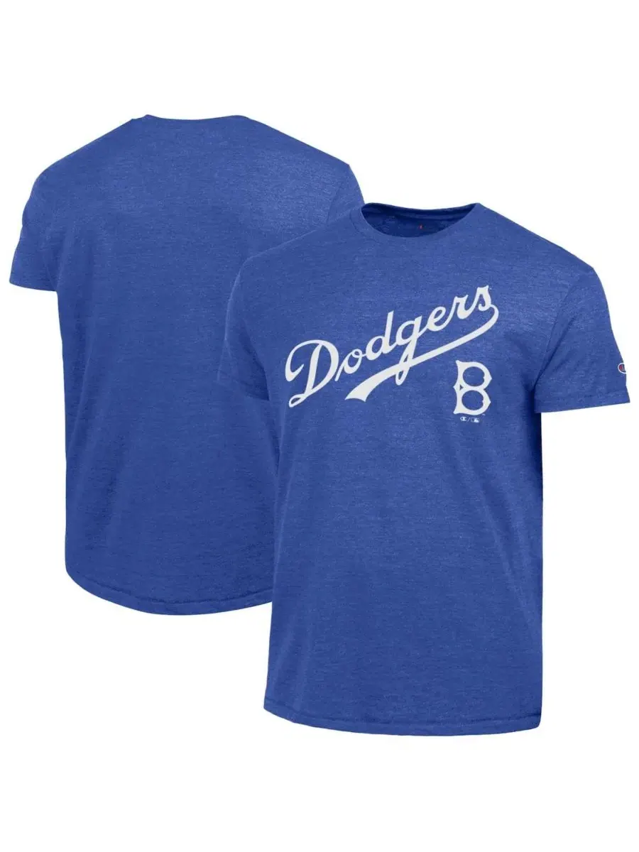 Футболка три-бленд с принтом Brooklyn Dodgers Cooperstown Wordmark Lockup Champion — изображение 1 из 3, королевский