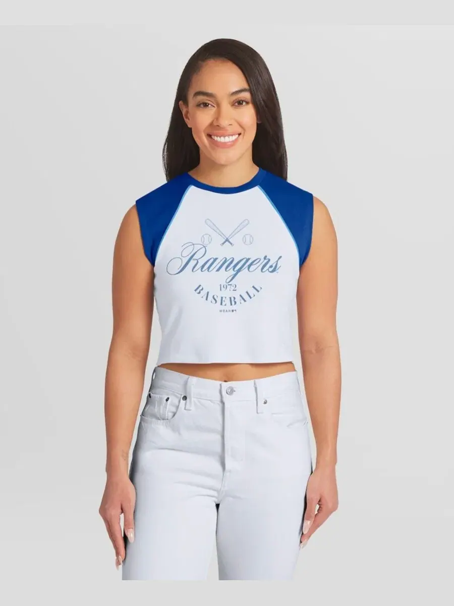 Женский топ-безрукавка с укороченным кроем, с принтом, Cooperstown WEAR by Erin Andrews — изображение 1 из 2, белый