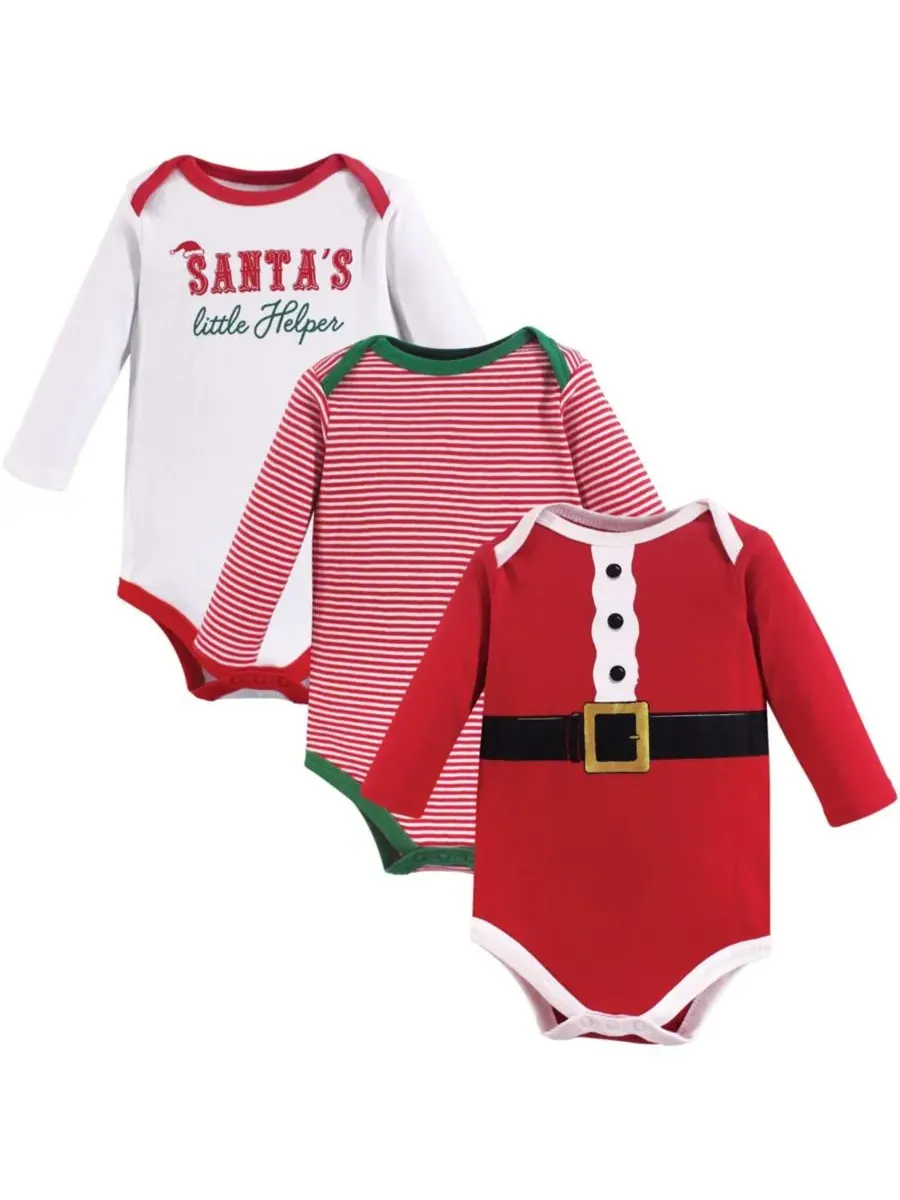 Тройной набор боди с длинными рукавами Treasure Little Treasure, Santas Helper — без цвета