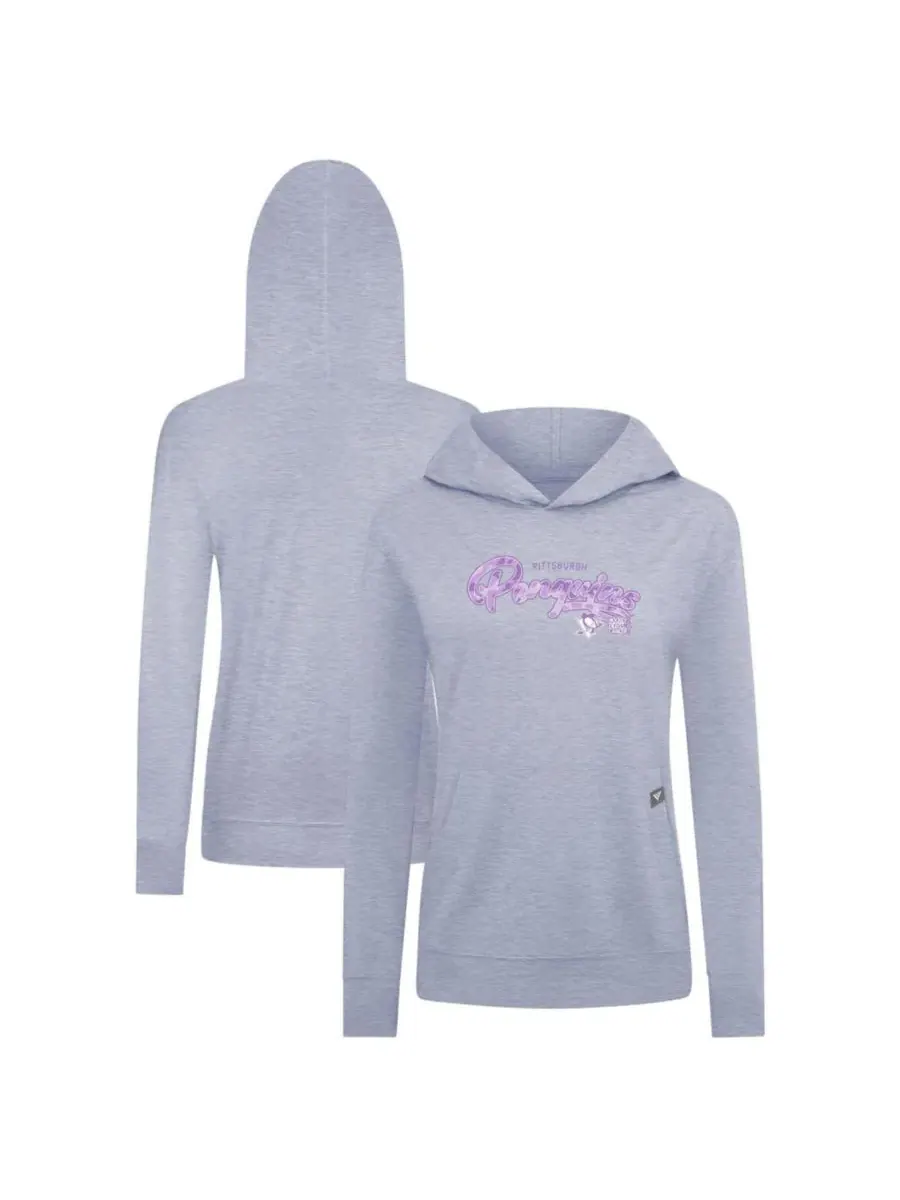 Толстовка с капюшоном с принтом Pittsburgh Penguins Hockey Fights Cancer Relay LevelWear — изображение 1 из 3, серый