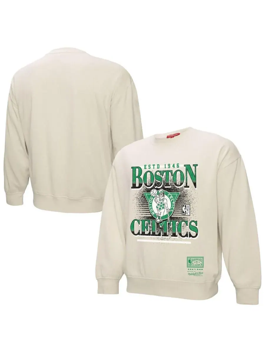 Mitchell & Ness Женская кремовая толстовка-пуловер Boston Celtics с аппликацией — изображение 1 из 3, бежевый