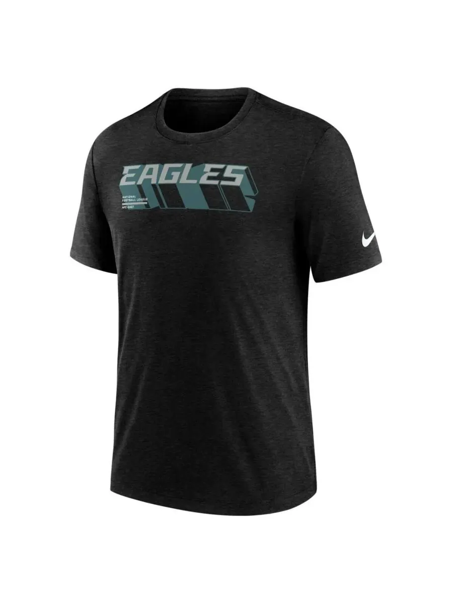 Nike Мужская футболка Philadelphia Eagles Long Pass Tri-Blend черного цвета — изображение 3 из 3, черный