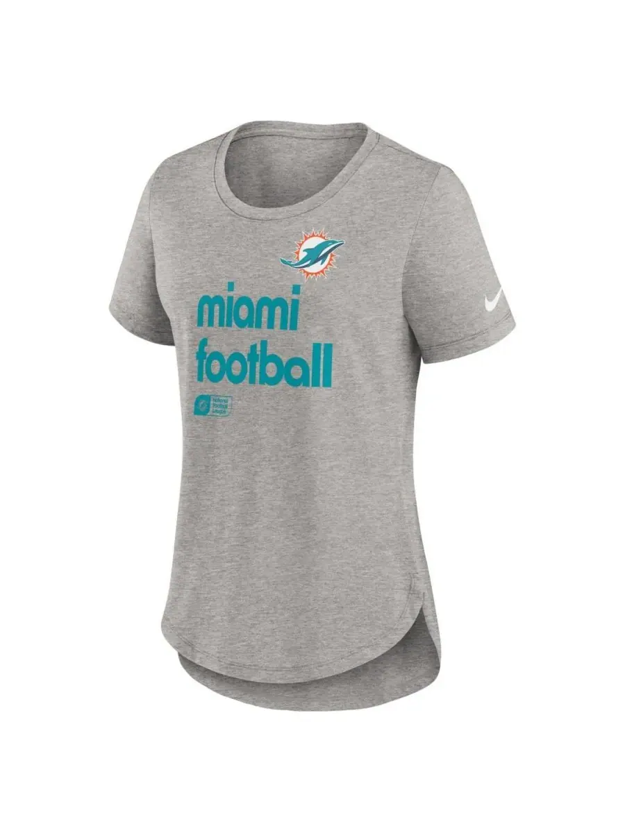 Nike Женская футболка Heather Gray Miami Dolphins Team Shout-Out Tri-Blend — изображение 2 из 3, серый