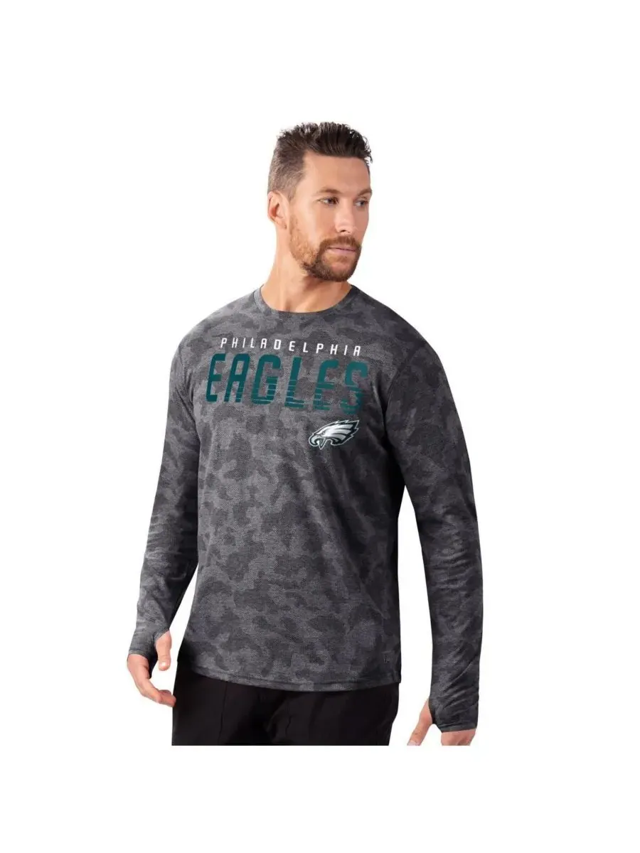 MSX by Michael Strahan Мужская черная футболка с длинным рукавом Philadelphia Eagles Performance — изображение 1 из 2, черный