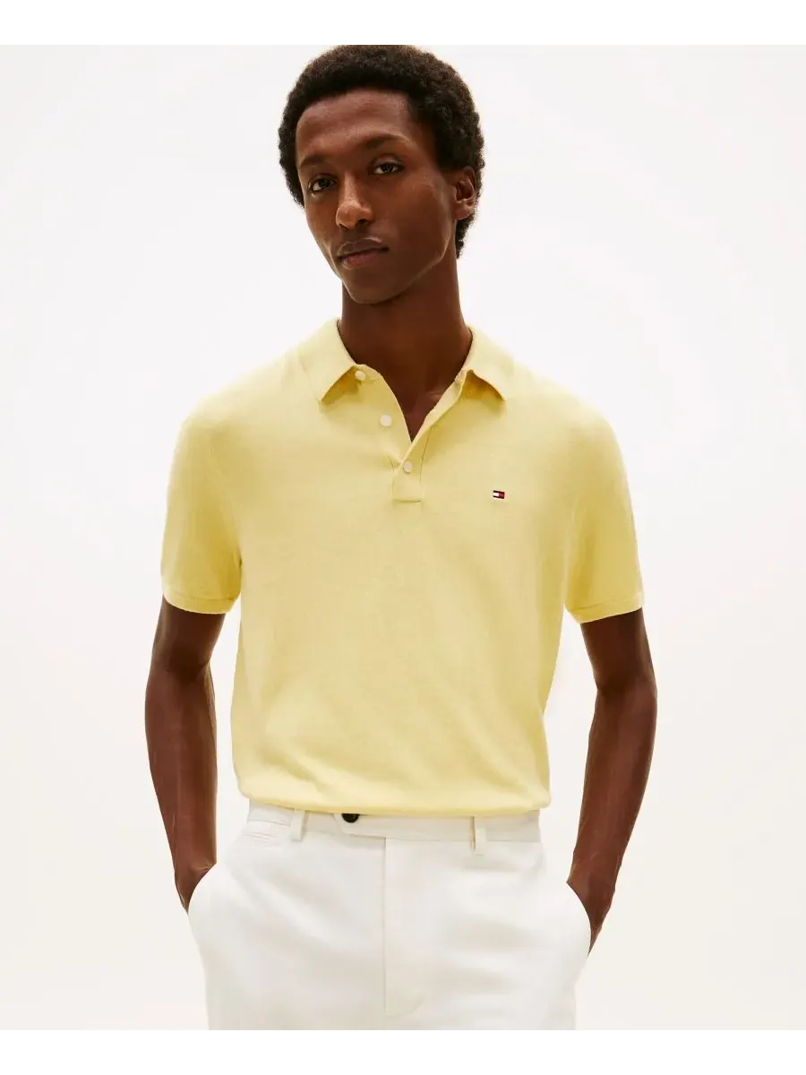 Мужская трикотажная рубашка-поло с коротким рукавом Essential Tommy Hilfiger, Citronella Heather — изображение 1 из 4