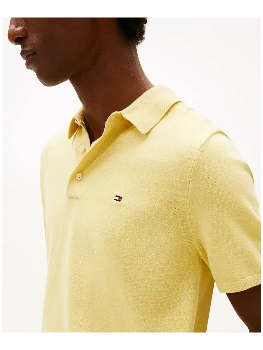 Мужская трикотажная рубашка-поло с коротким рукавом Essential Tommy Hilfiger, Citronella Heather — изображение 3 из 4