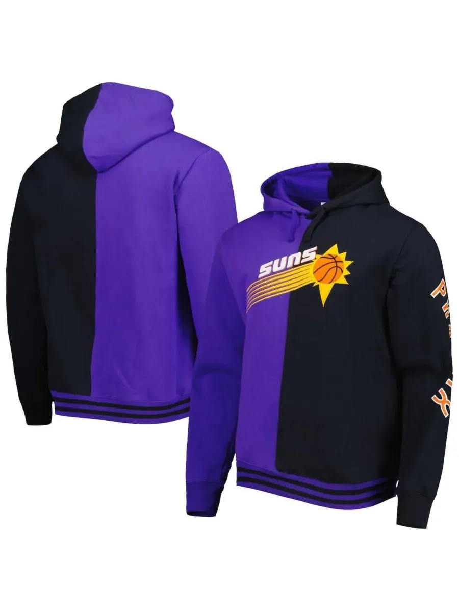 Mitchell & Ness Мужская фиолетово-черная толстовка с капюшоном Phoenix Suns Hardwood Classics Split — изображение 1 из 4