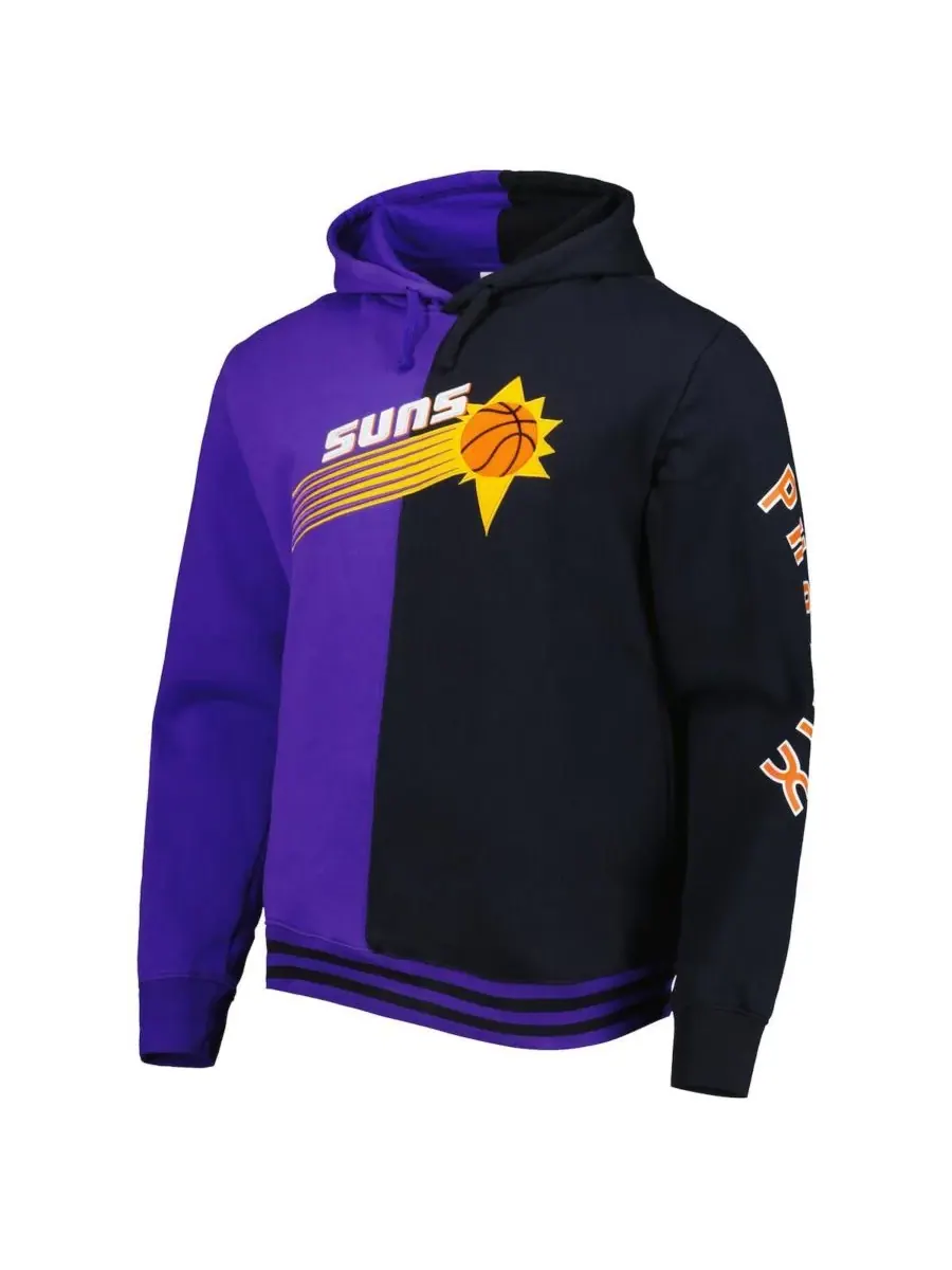 Mitchell & Ness Мужская фиолетово-черная толстовка с капюшоном Phoenix Suns Hardwood Classics Split — изображение 4 из 4