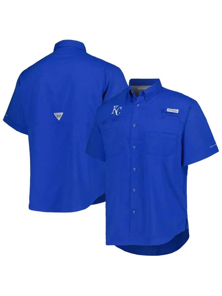 Мужская рубашка на пуговицах Royal Kansas City Royals Tamiami Omni-Shade Columbia — изображение 1 из 3, королевский