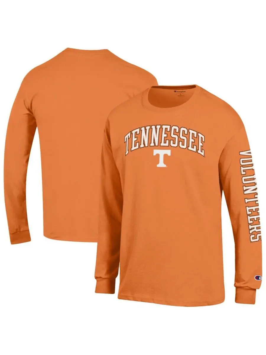 Champion Мужская оранжевая футболка с длинными рукавами Tennessee Volunteers Arch Over Logo 2-Hit — изображение 1 из 3