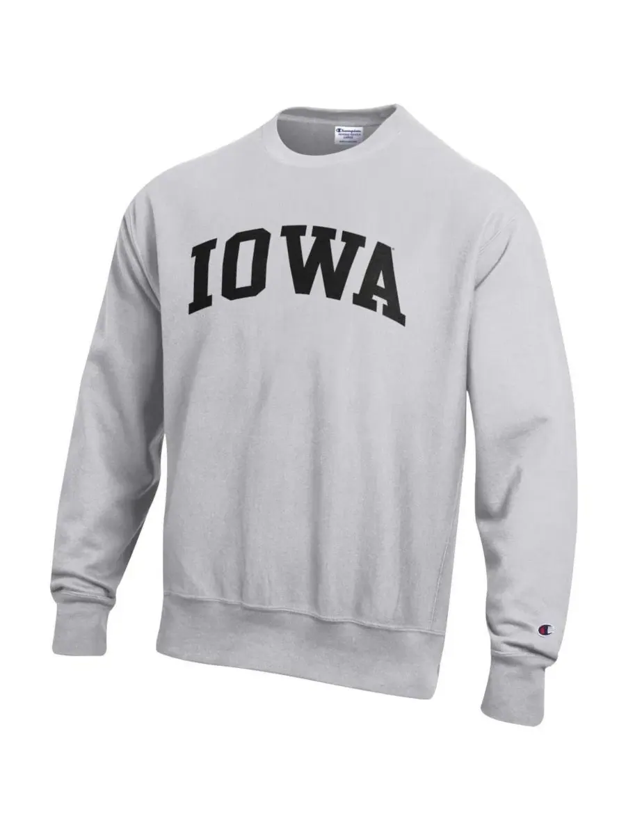 Мужская серая толстовка из флиса с обратным плетением Iowa Hawkeyes Champion — изображение 3 из 3, серый
