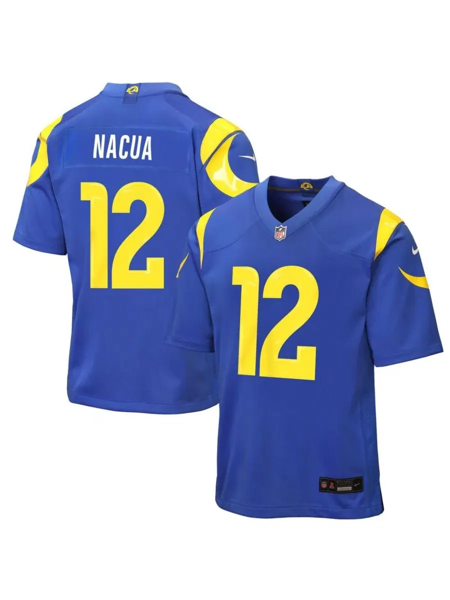 Большая детская и женская футболка Puka Nacua Royal Los Angeles Rams Nike — изображение 1 из 3, королевский