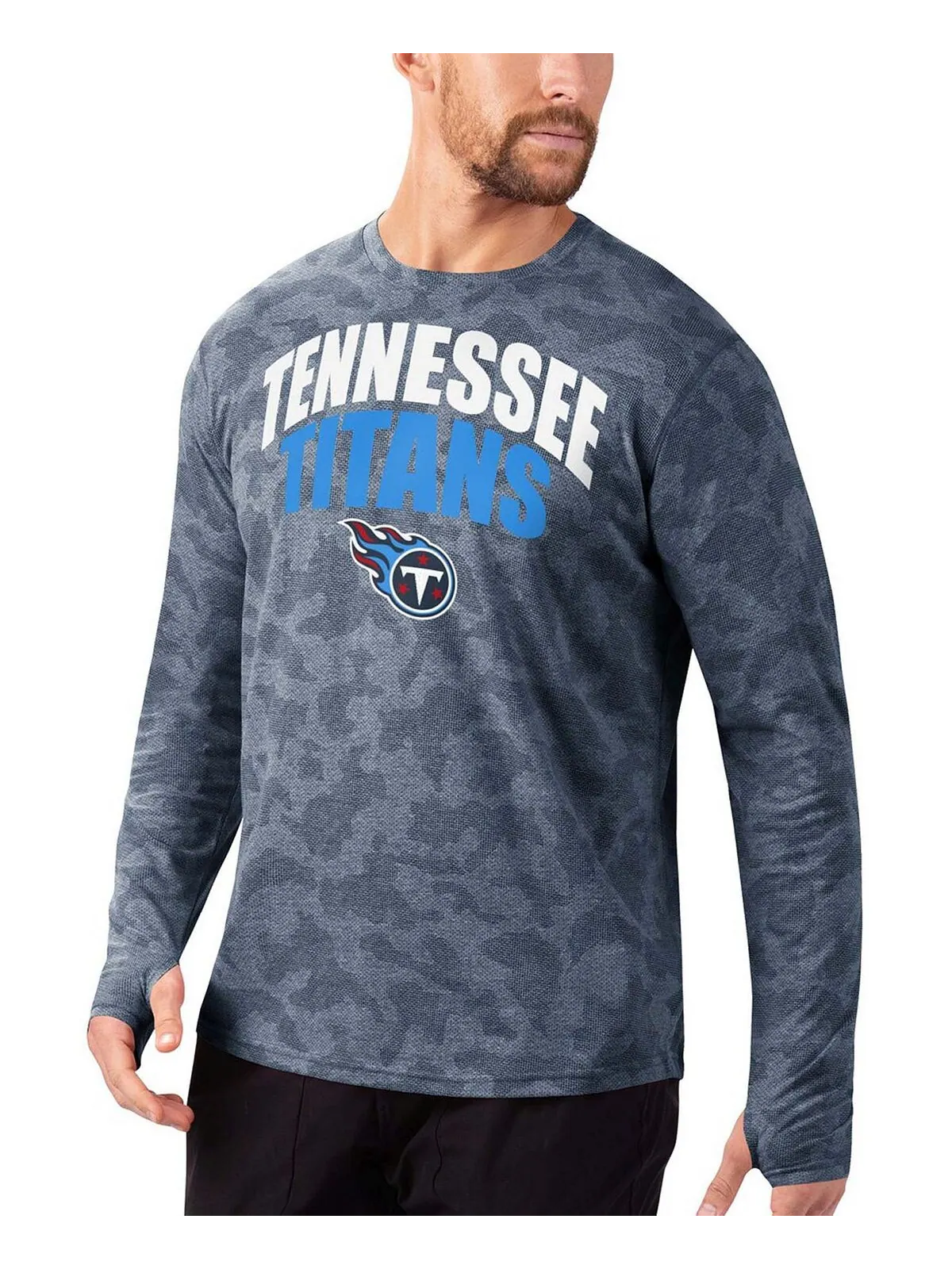 Мужская темно-синяя футболка с камуфляжным принтом tennessee titans с длинным рукавом MSX by — изображение 2 из 4