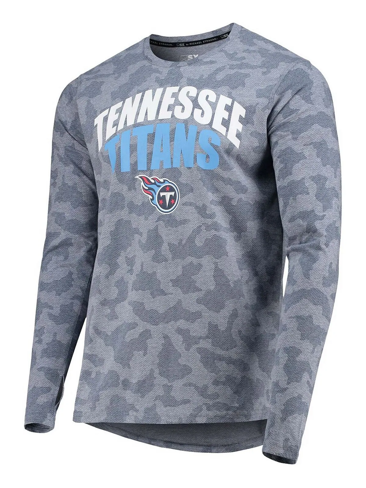 Мужская темно-синяя футболка с камуфляжным принтом tennessee titans с длинным рукавом MSX by — изображение 4 из 4