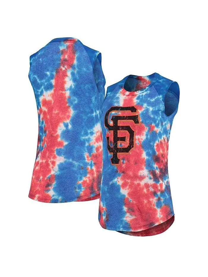 Женская майка Tri-Blend Muscle Tri-Blend с принтом тай-дай и нитями San Francisco Giants Red