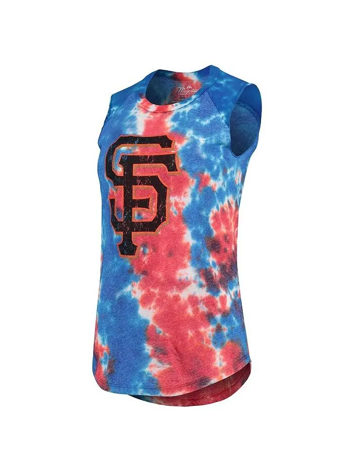 Женская майка Tri-Blend Muscle Tri-Blend с принтом тай-дай и нитями San Francisco Giants Red — изображение 2 из 3