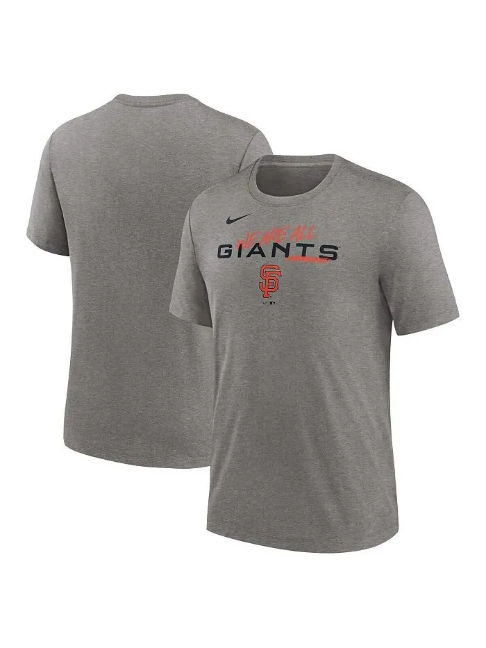 Мужская футболка Heather Charcoal San Francisco Giants We Are All Tri-Blend Nike — изображение 1 из 3, темно-серый