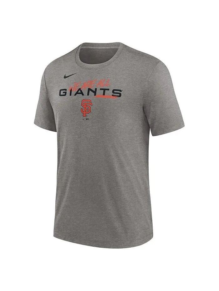 Мужская футболка Heather Charcoal San Francisco Giants We Are All Tri-Blend Nike — изображение 2 из 3, темно-серый