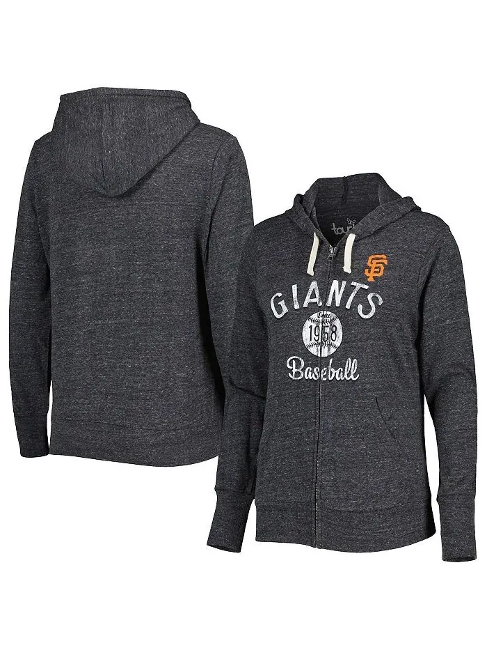 Женская черная толстовка с молнией во всю длину San Francisco Giants Training Camp Tri-Blend Touch