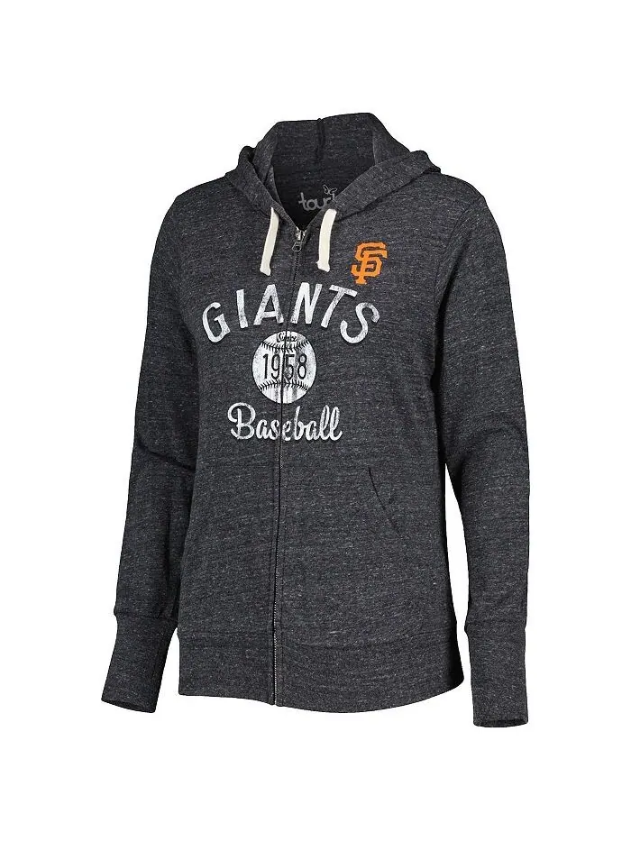 Женская черная толстовка с молнией во всю длину San Francisco Giants Training Camp Tri-Blend Touch — изображение 3 из 3