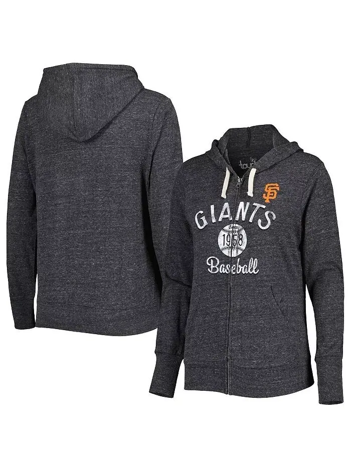 Женская черная толстовка с молнией во всю длину San Francisco Giants Training Camp Tri-Blend Touch