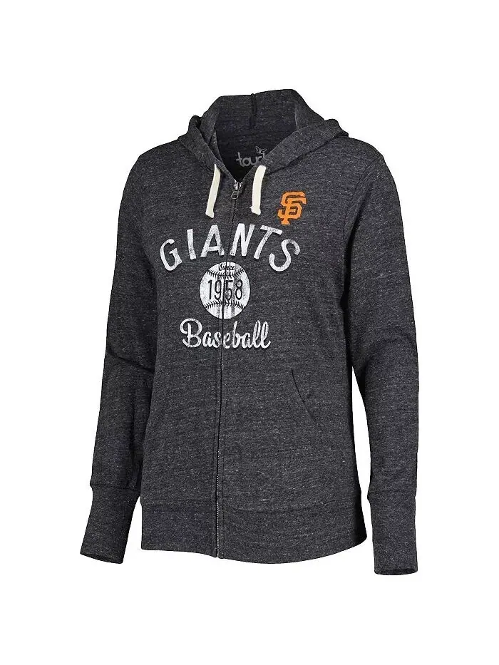 Женская черная толстовка с молнией во всю длину San Francisco Giants Training Camp Tri-Blend Touch — изображение 3 из 3