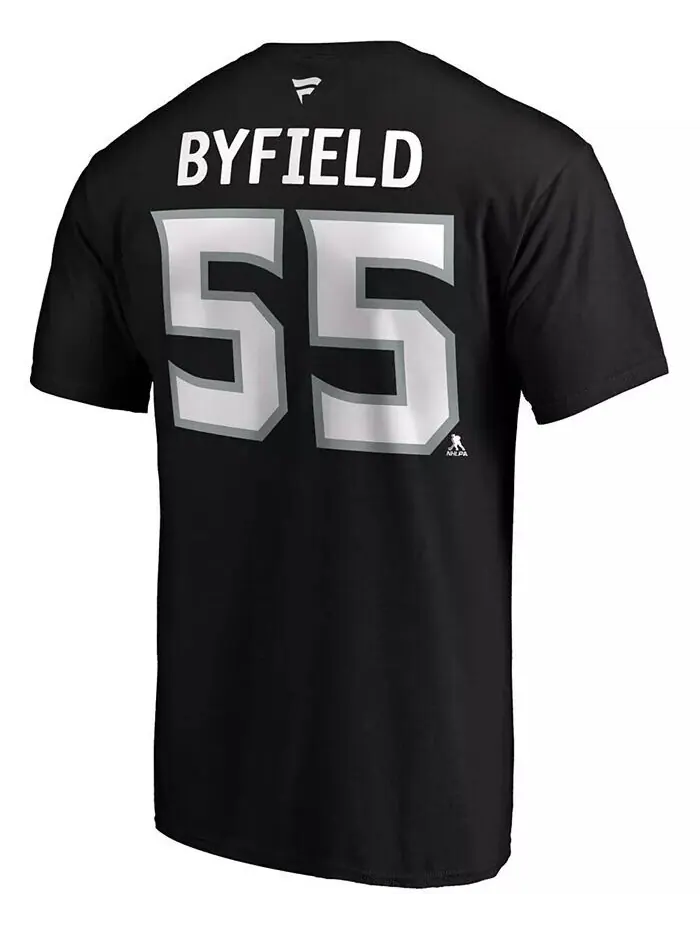 Мужская черная футболка Quinton Byfield Los Angeles Kings с аутентичным именем и номером Stack — изображение 3 из 3