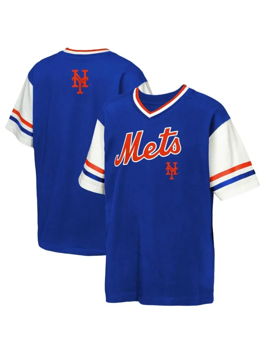 Футболка-поло с принтом команды New York Mets Big League Base Runner Ringer Outerstuff — изображение 1 из 3, королевский