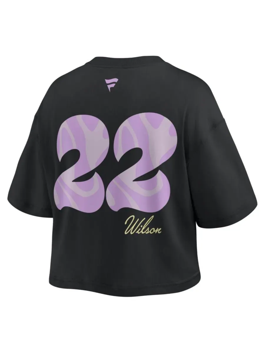 Женская укороченная футболка с принтом A'ja Wilson Name & Number Fanatics — изображение 2 из 3, черный