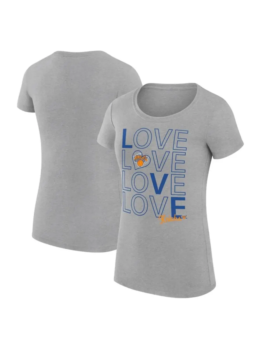 Футболка приталенная с принтом New York Knicks Basketball Love G-III 4Her by Carl Banks — изображение 1 из 3, серый