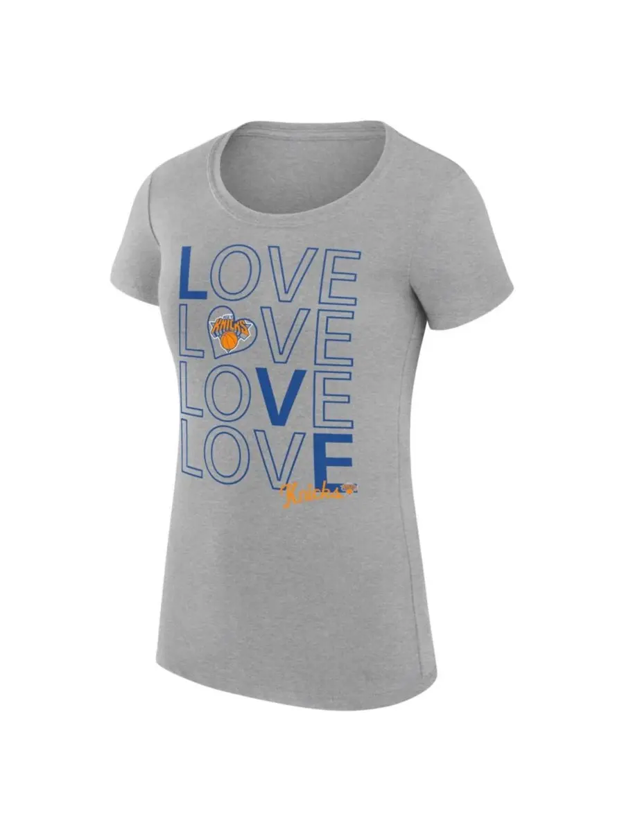 Футболка приталенная с принтом New York Knicks Basketball Love G-III 4Her by Carl Banks — изображение 3 из 3, серый