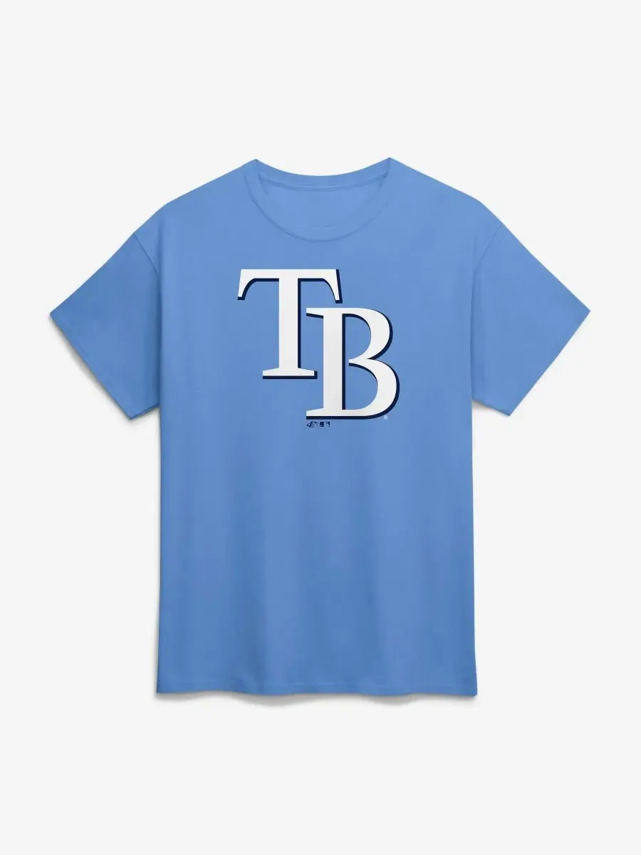 Футболка с принтом Tampa Bay Rays Logo Athletic — изображение 1 из 3, светлый синий