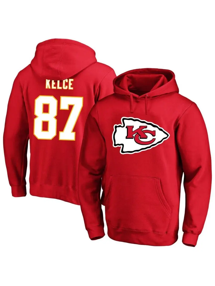Толстовка мужская с начесом, с длинным рукавом, модель Travis Kelce Fanatics — изображение 1 из 3, красный
