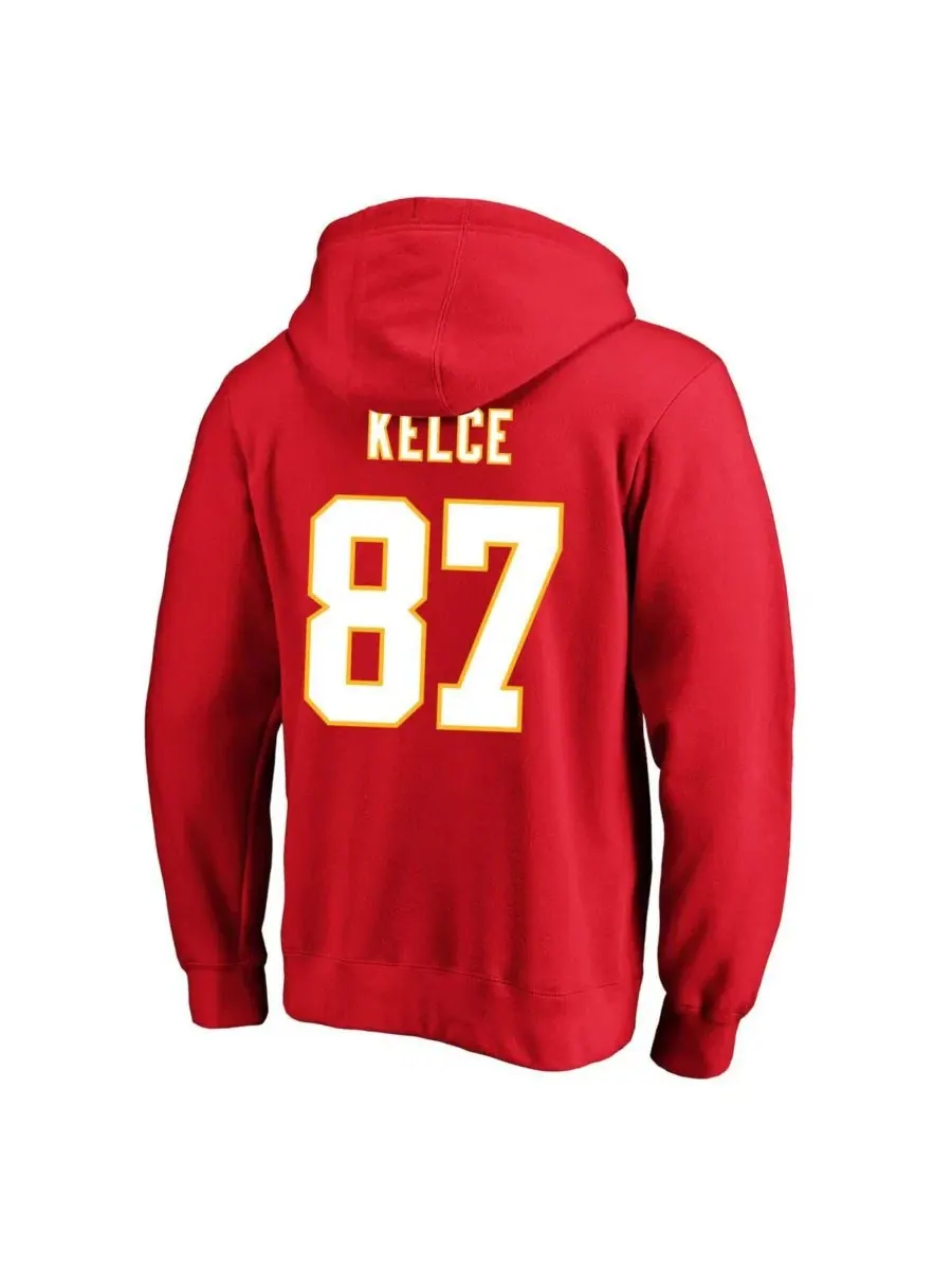 Толстовка мужская с начесом, с длинным рукавом, модель Travis Kelce Fanatics — изображение 3 из 3, красный