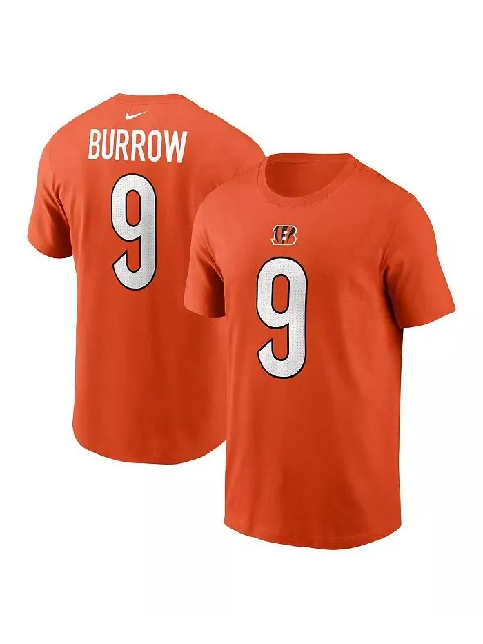 Мужская оранжевая футболка Joe Burrow Cincinnati Bengals с именем и номером игрока Nike — изображение 1 из 3