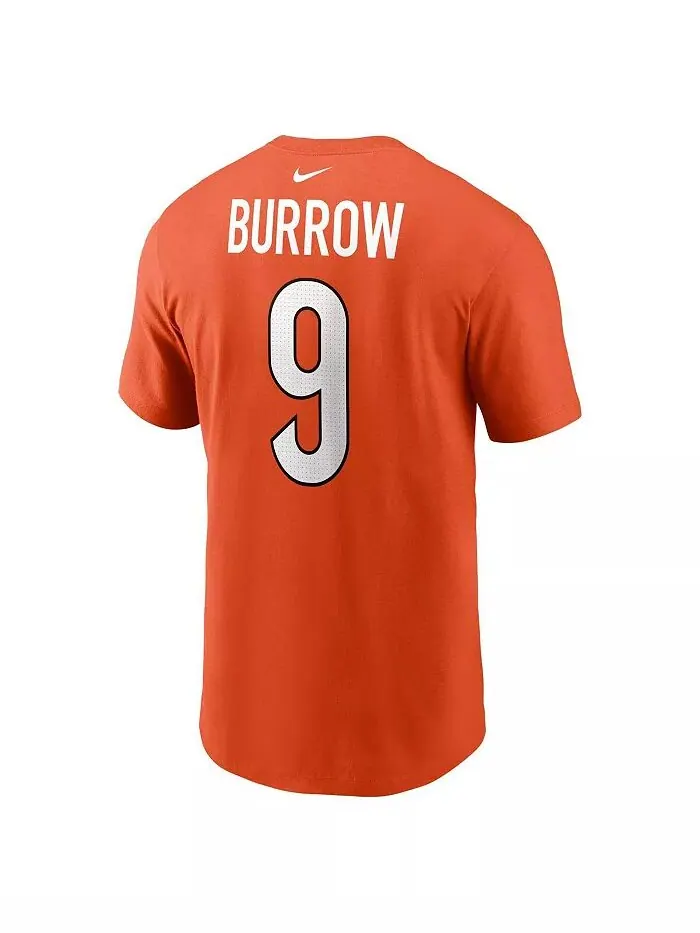 Мужская оранжевая футболка Joe Burrow Cincinnati Bengals с именем и номером игрока Nike — изображение 2 из 3