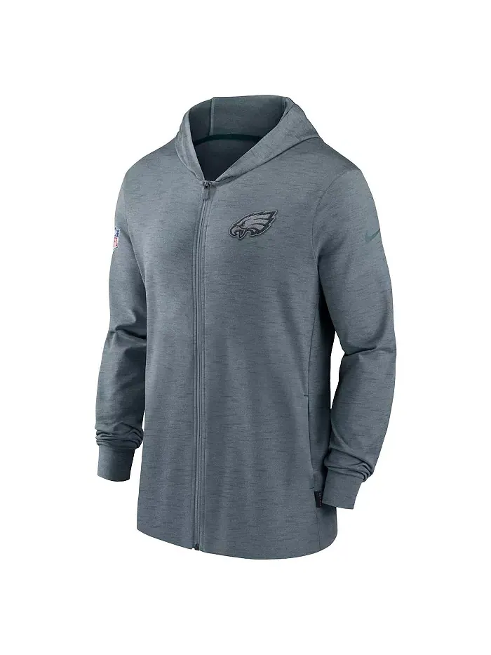 Мужская худи с молнией Philadelphia Eagles Sideline Team Pop в сером меланже Nike — изображение 3 из 3