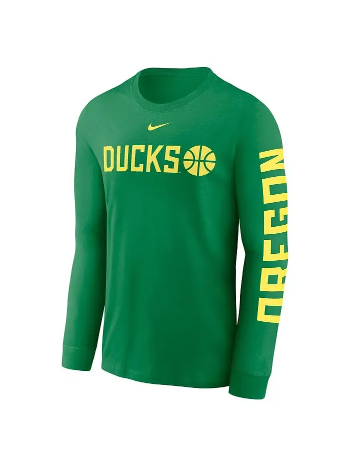 Мужская баскетбольная футболка Oregon Ducks с длинным рукавом Icon Two-Hit в яблочно-зеленом цвете — изображение 3 из 3