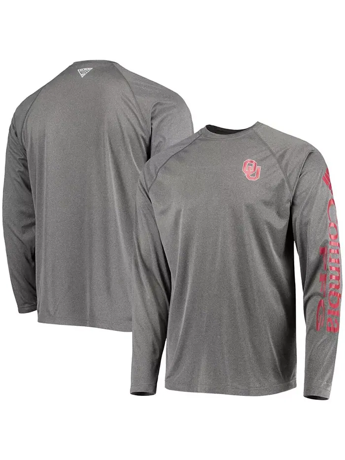 Мужская футболка с длинным рукавом Oklahoma Sooners PFG Terminal Tackle Omni-Shade цвета угольного — изображение 1 из 3