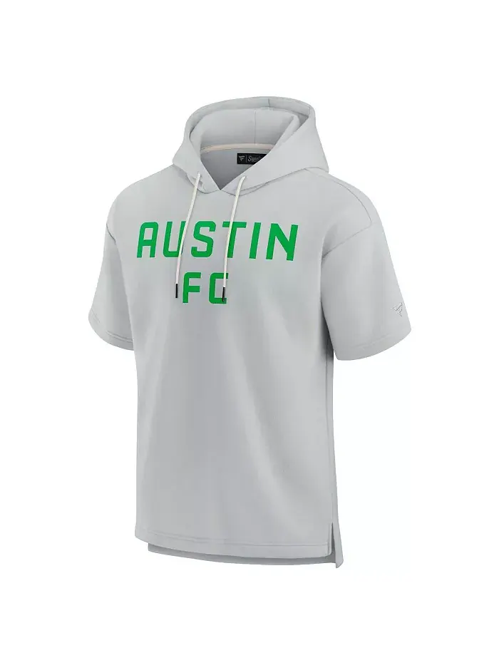 Мужская и женская серая флисовая толстовка с коротким рукавом Austin FC Elements Super Soft Fanatics — изображение 3 из 3