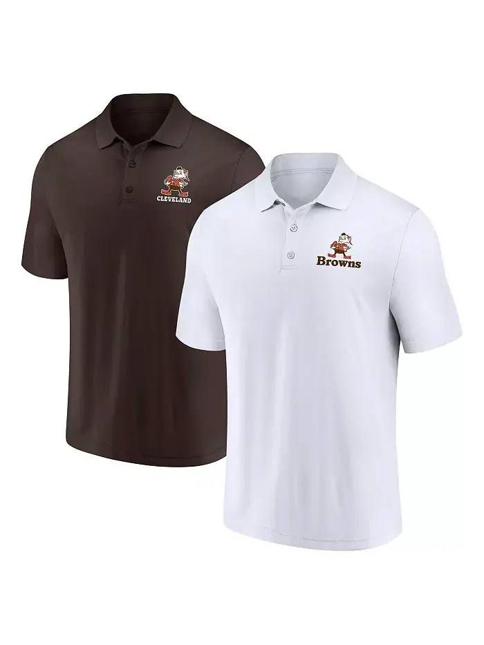 Мужской набор из двух поло Cleveland Browns Throwback белого и коричневого цветов в винтажном стиле — изображение 1 из 4