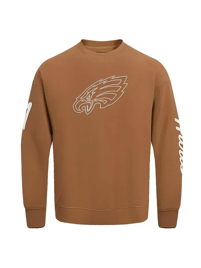 Мужской коричневый свитшот с круглым вырезом Philadelphia Eagles Jalen Hurts Pro Standard — изображение 4 из 5