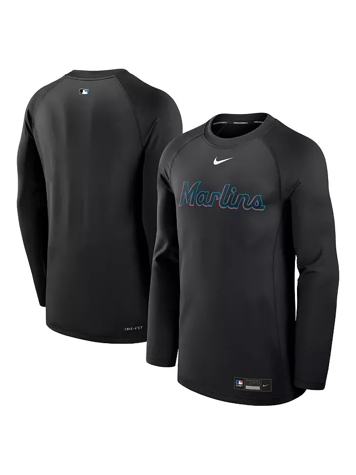 Мужская черная футболка с длинным рукавом Miami Marlins Authentic Collection Game Time Raglan — изображение 1 из 3