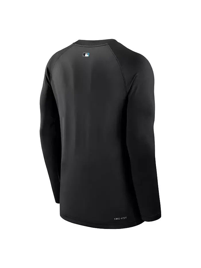 Мужская черная футболка с длинным рукавом Miami Marlins Authentic Collection Game Time Raglan — изображение 2 из 3