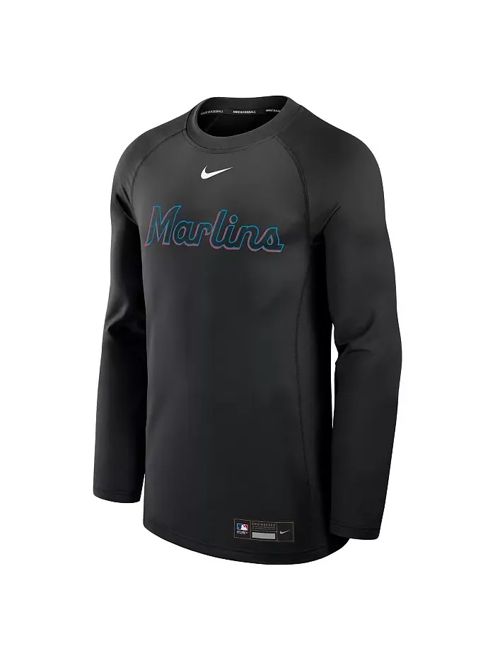 Мужская черная футболка с длинным рукавом Miami Marlins Authentic Collection Game Time Raglan — изображение 3 из 3